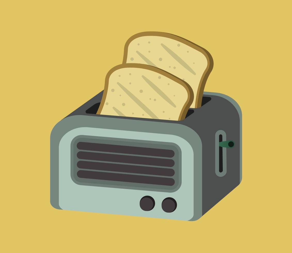 the baked breads in the toaster vector