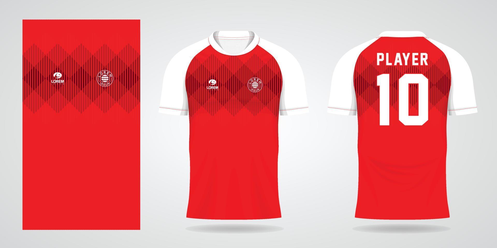 plantilla de diseño deportivo de camiseta de fútbol roja vector