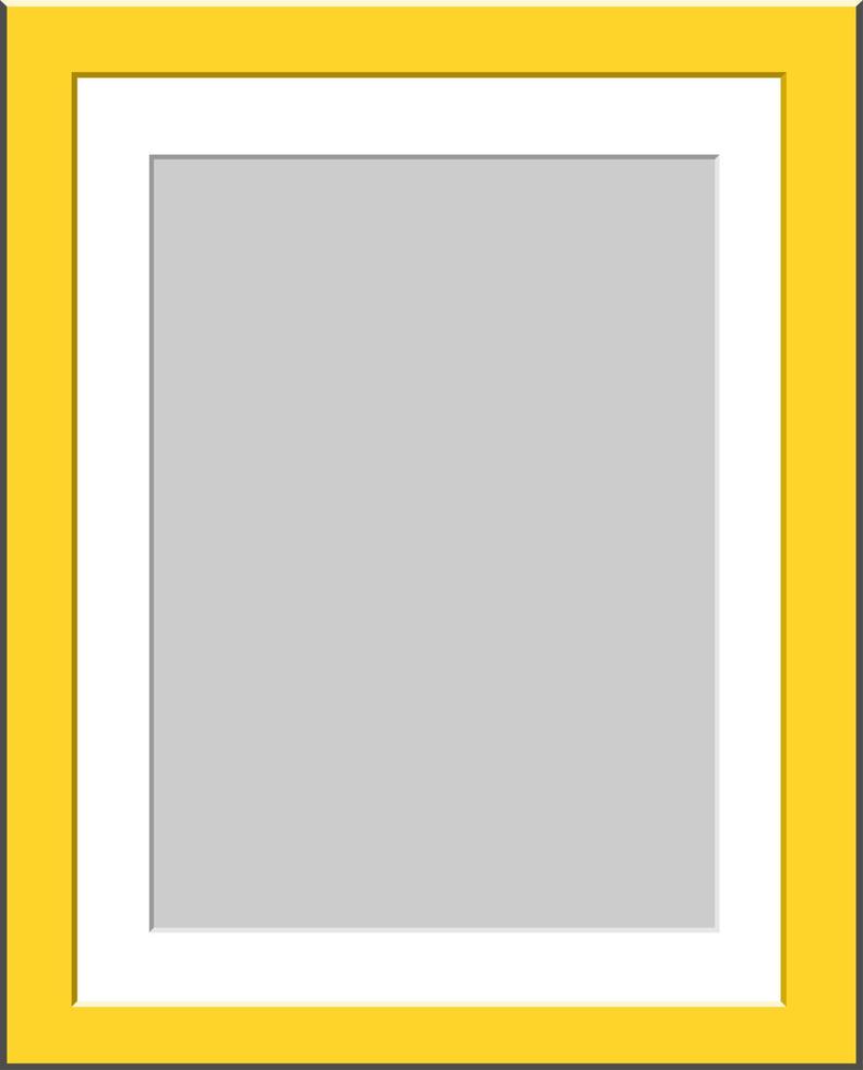 yellow photo frame template. Blank rectangular vertical banner with empty gray center. design for picture and promotional vector image.