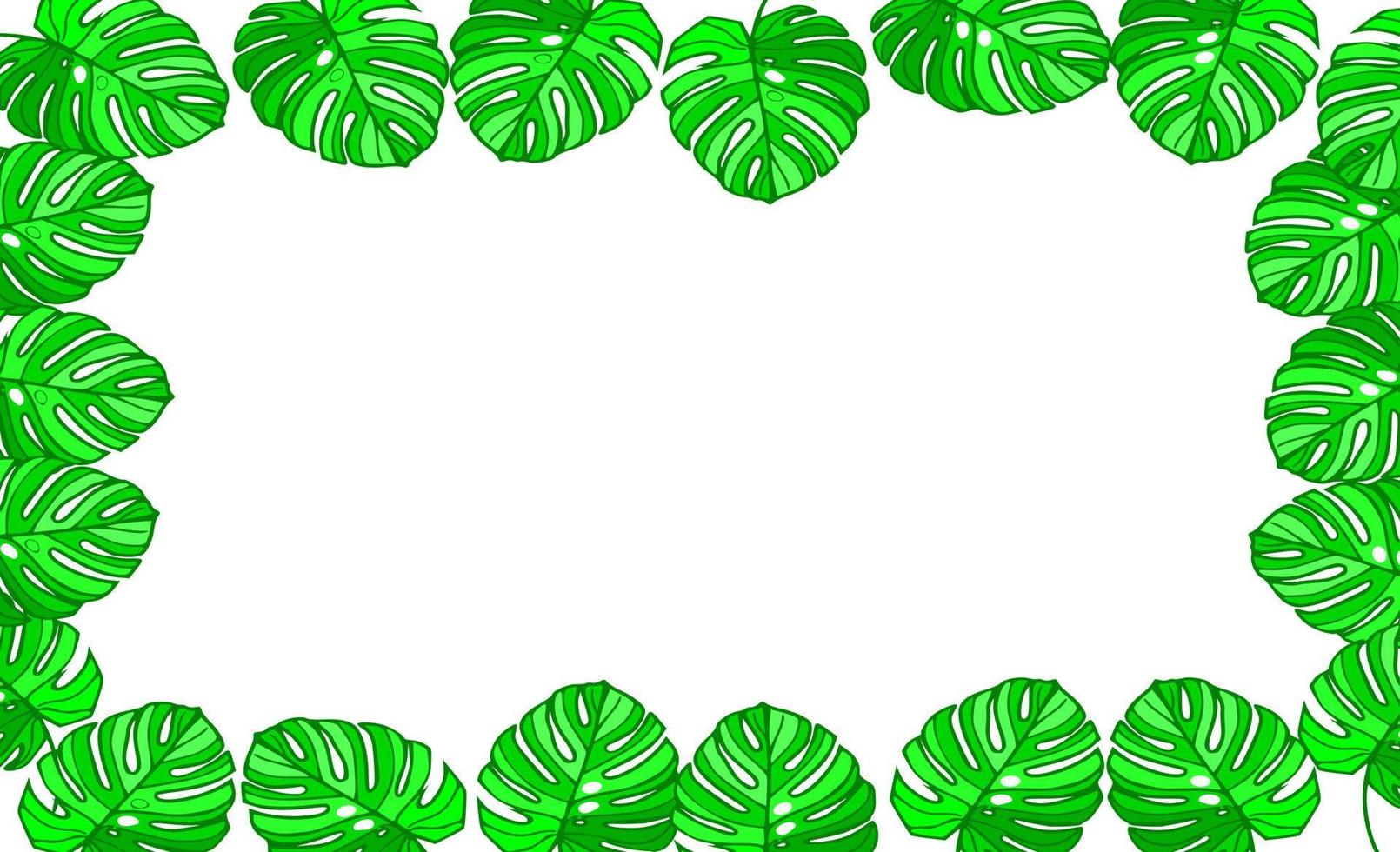 marco de borde de hojas de monstera con espacio en blanco para texto vector