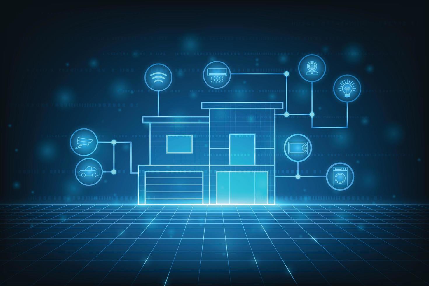 concepto de tecnología de hogar inteligente vectorial. tecnología de internet y sistema de domótica. vector