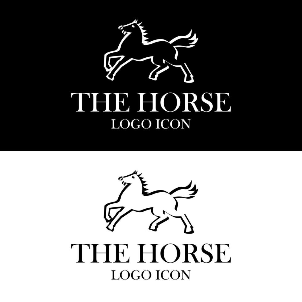 Racing horse running silhouette logo design vector