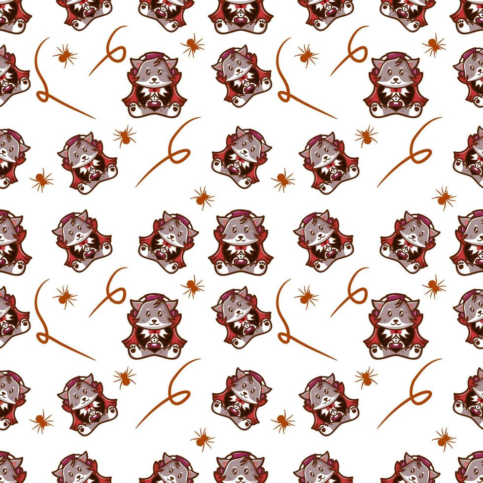 seamless pattern wolf playing games in vampire cloak vector