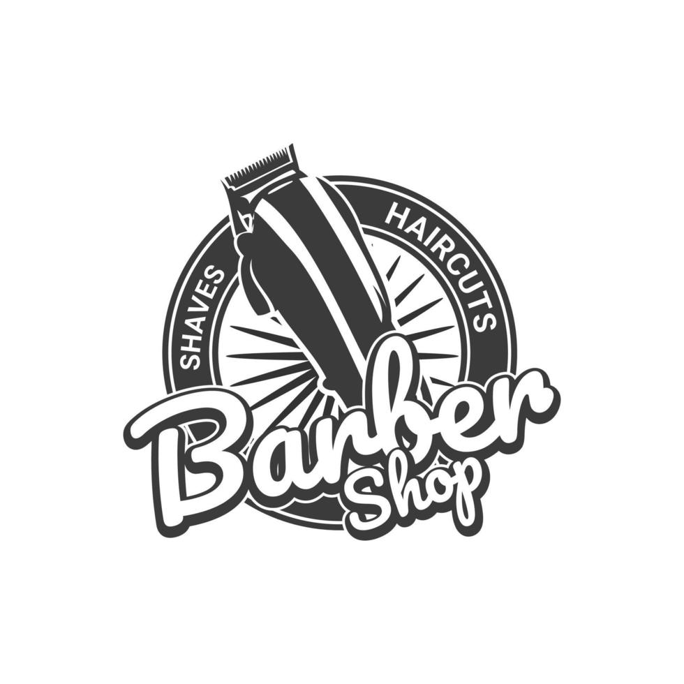 diseño de logotipo profesional para barbería estilo retro vintage vector