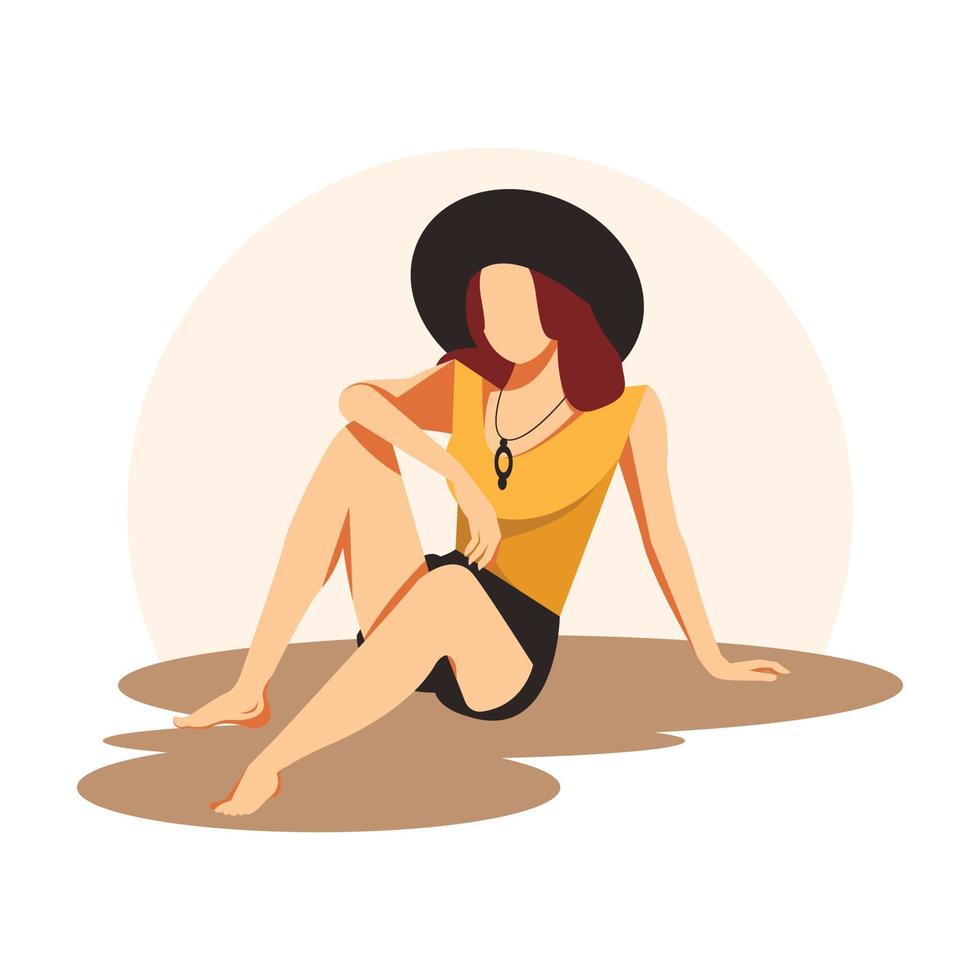 hermosa chica de verano. ilustración de personaje vector