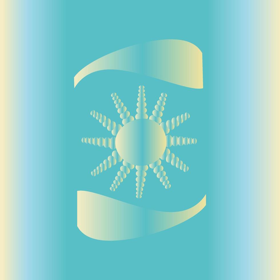 Fabulous volumetric sun on a turquoise-yellow background vector