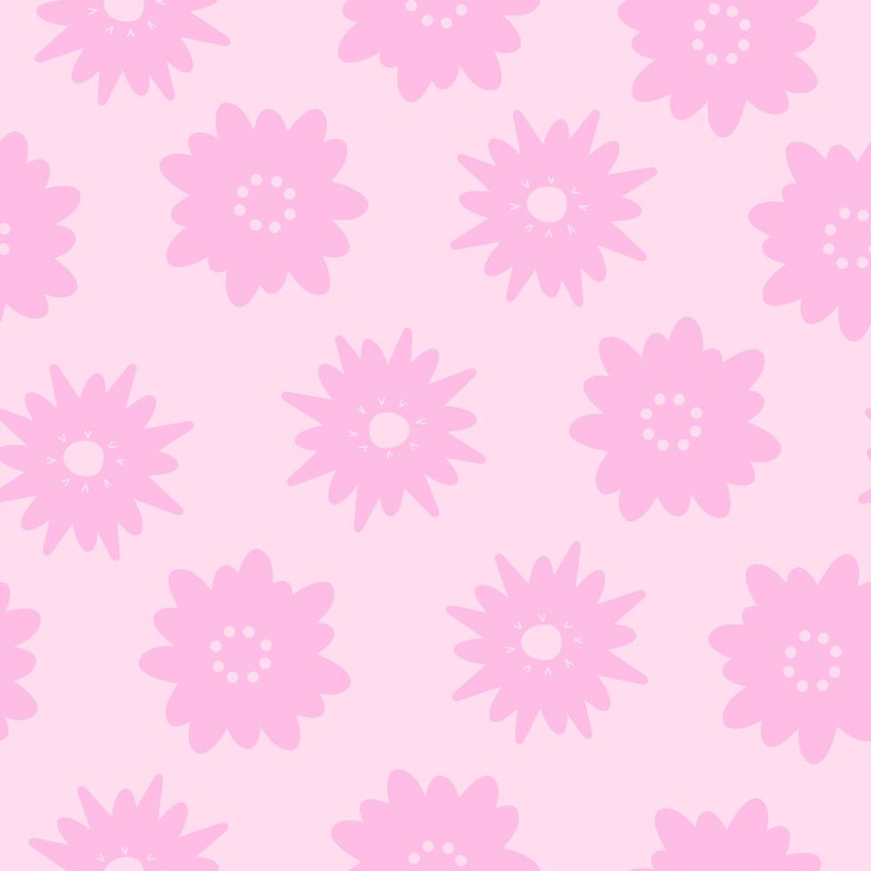 Seamless pattern with flowers in pink palette vector