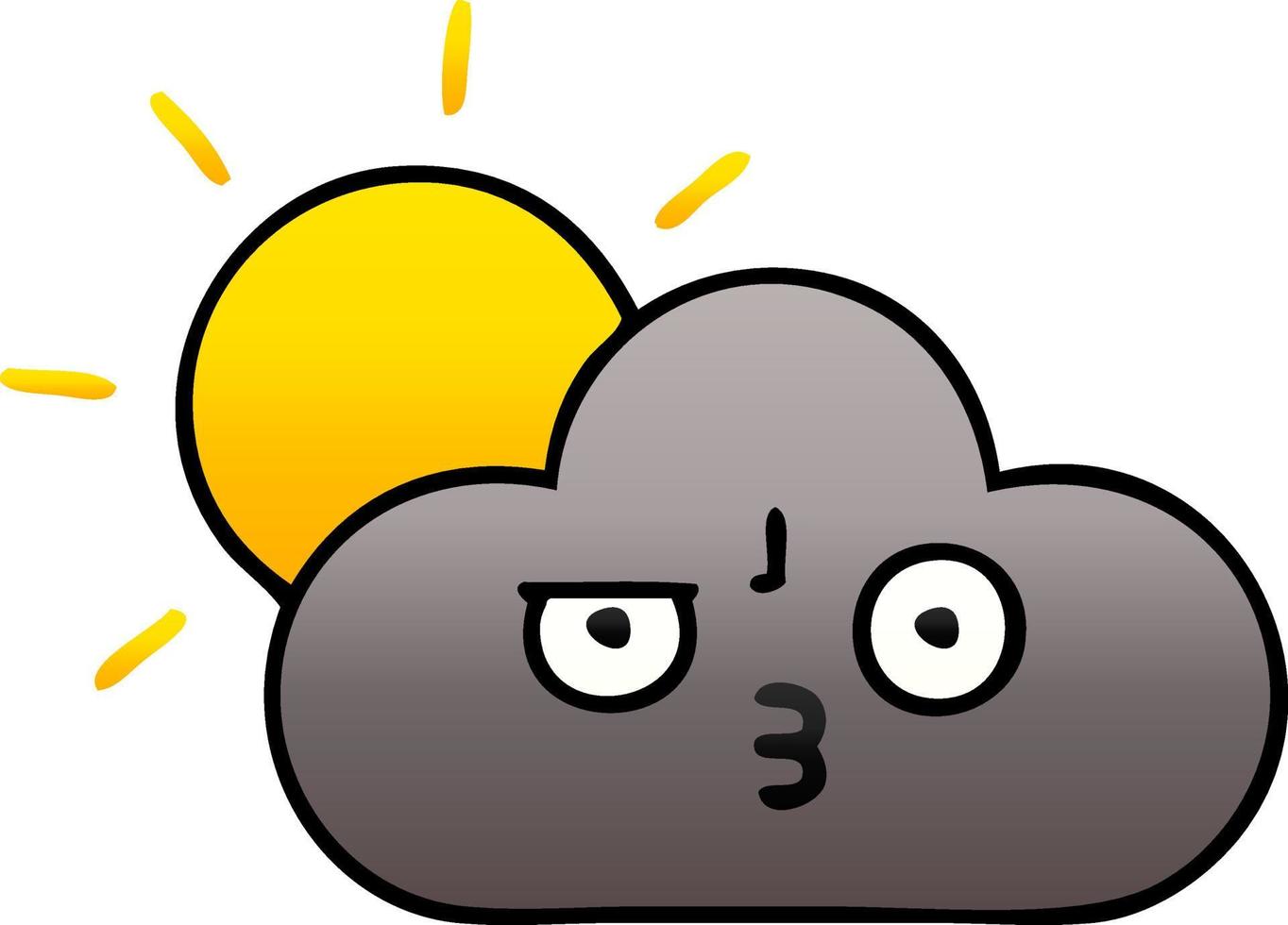 gradient shaded cartoon storm cloud and sun vector