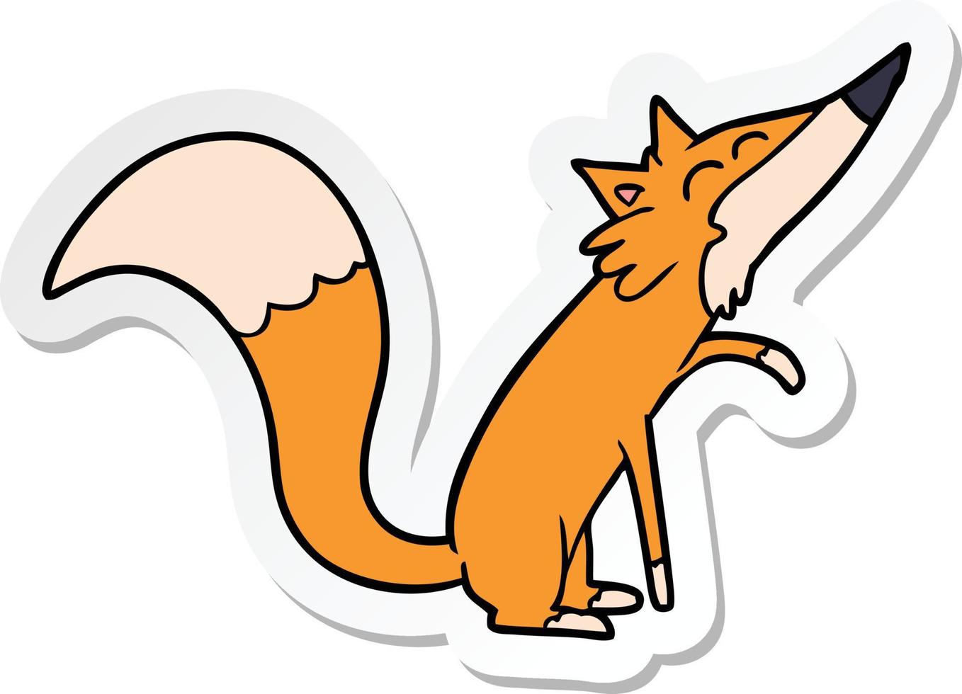 sticker of a cartoon fox vector