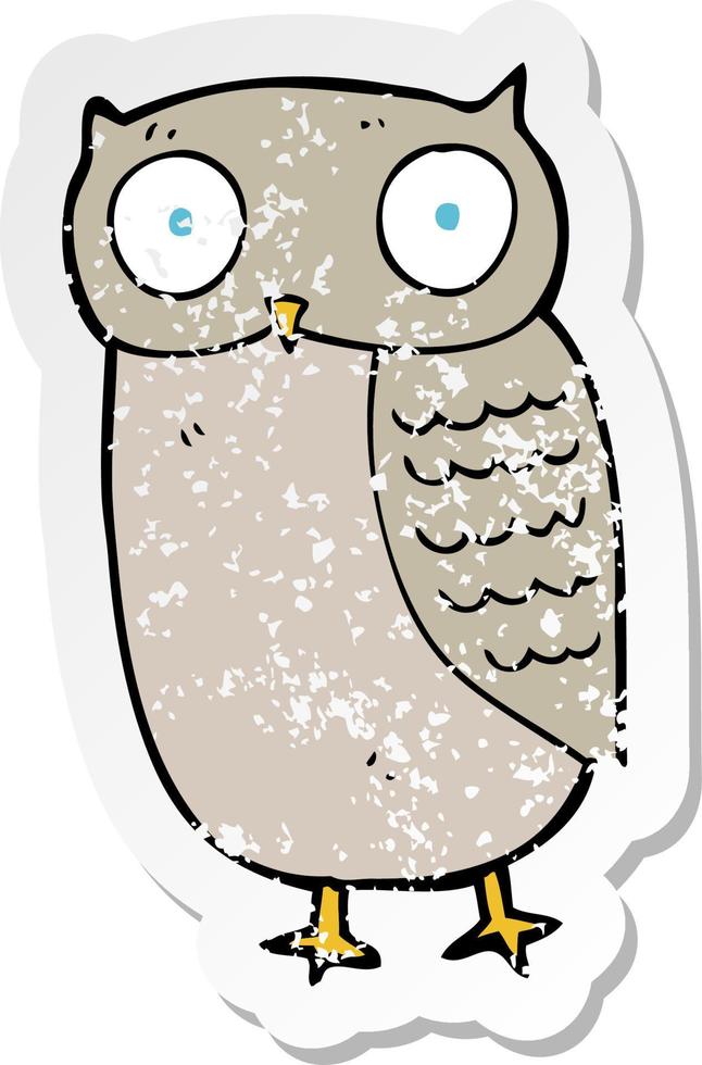 retro distressed sticker of a cartoon owl vector