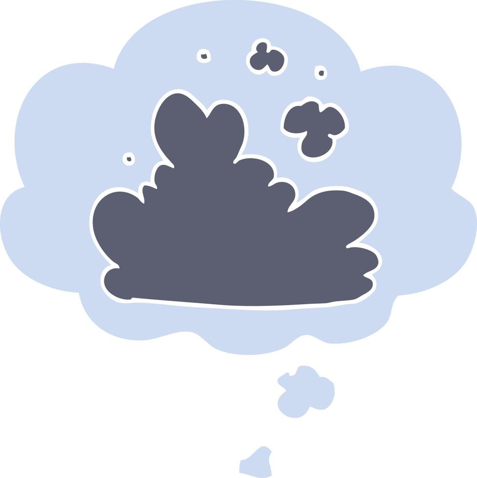 nube de dibujos animados y burbuja de pensamiento en estilo retro vector