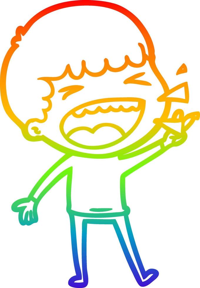 rainbow gradient line drawing cartoon laughing man vector