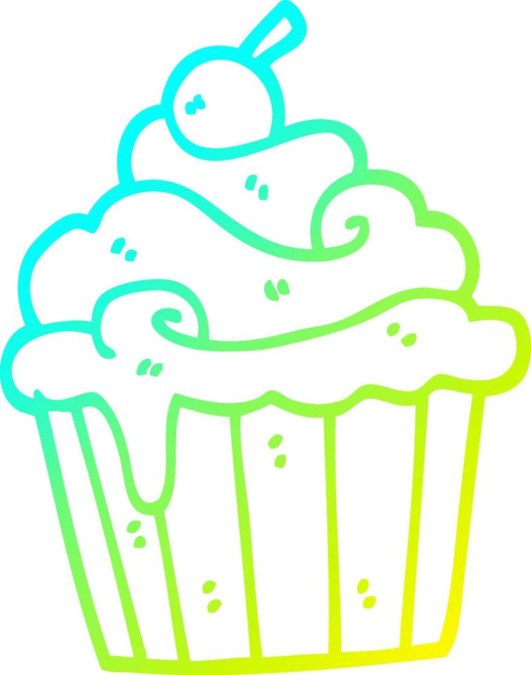 cold gradient line drawing cartoon cup cake vector