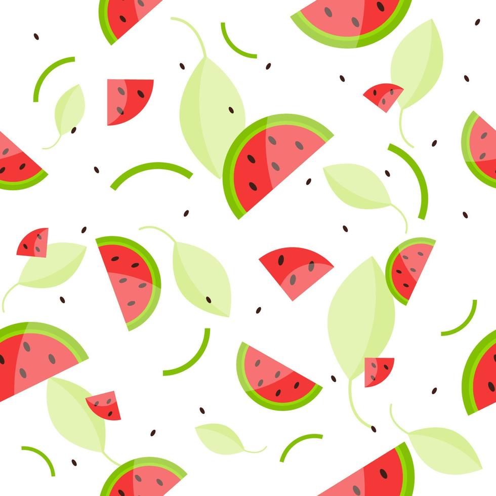 seamless pattern watermelon with mint flat design vector