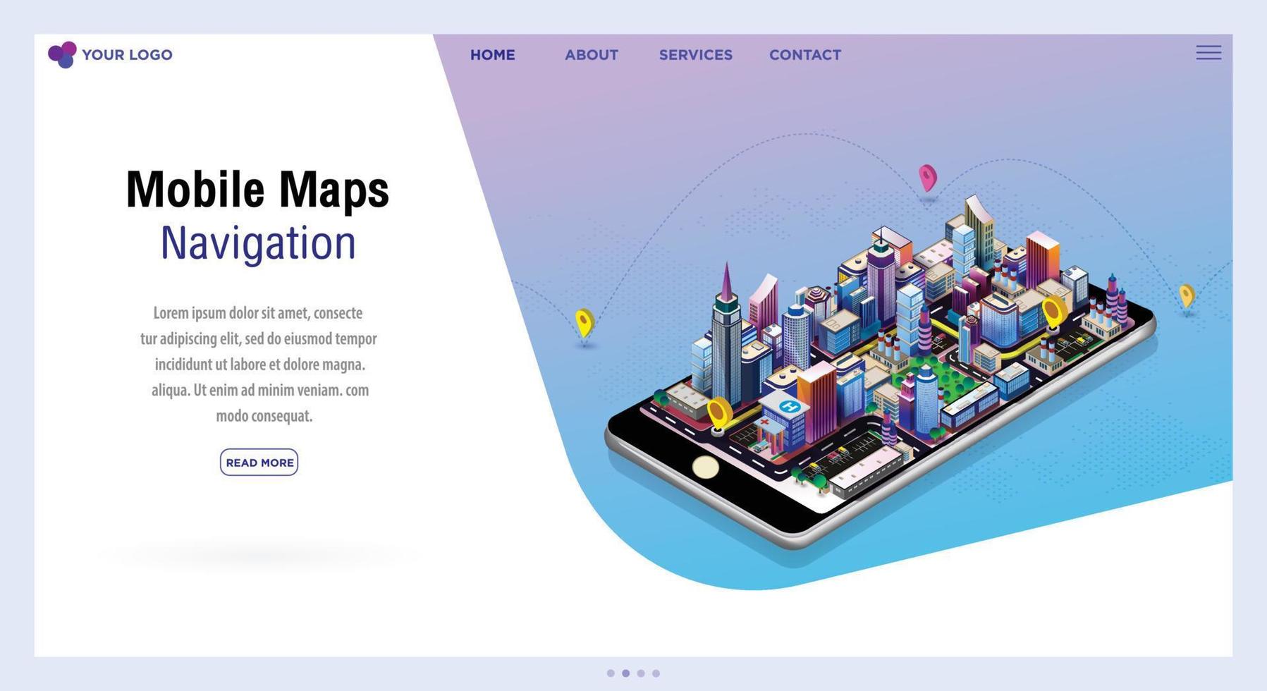 Mobile maps Navigation, And tracking concept. Isometric city map, App design, Infographic. Template landing page for website. 3d isometric vector illustration.
