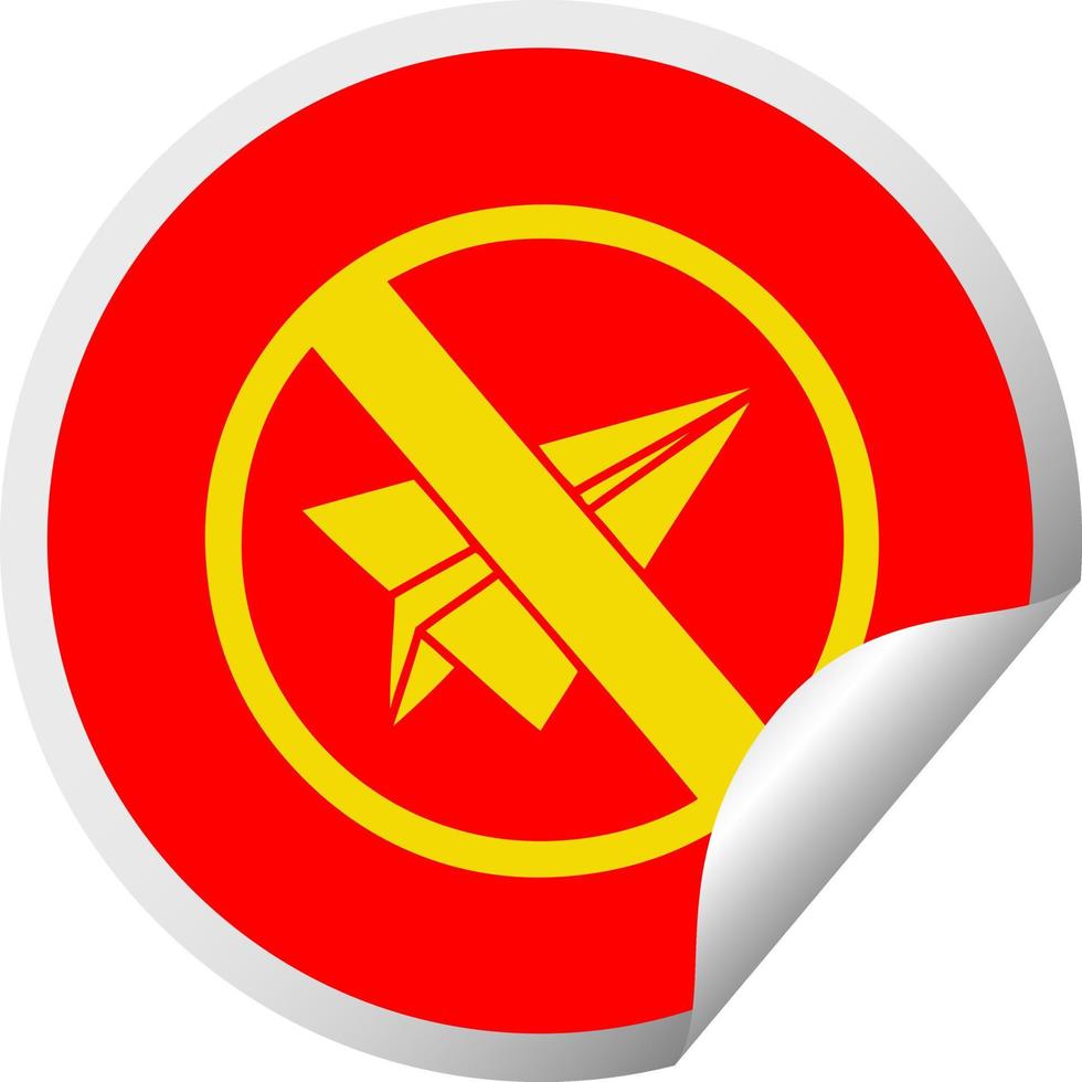 circular peeling sticker cartoon no paper aeroplanes allowed vector