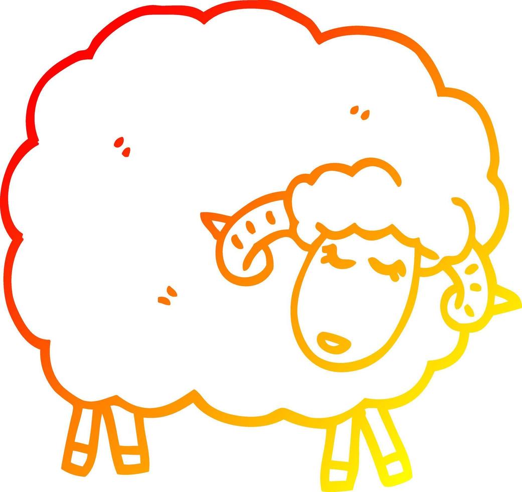 warm gradient line drawing cartoon sheep with horns vector