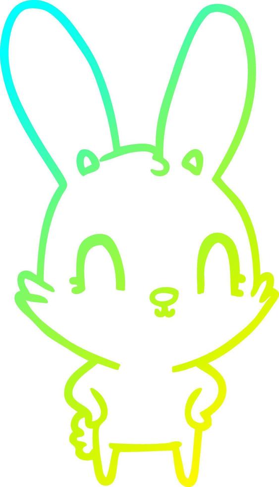 cold gradient line drawing cute cartoon rabbit vector