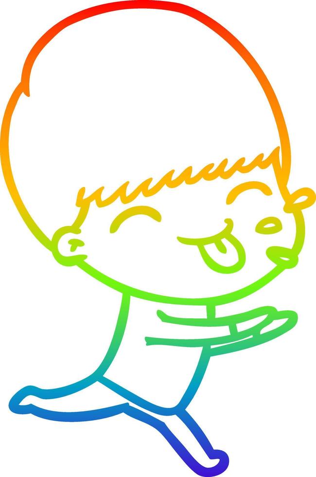 rainbow gradient line drawing cartoon rude man vector