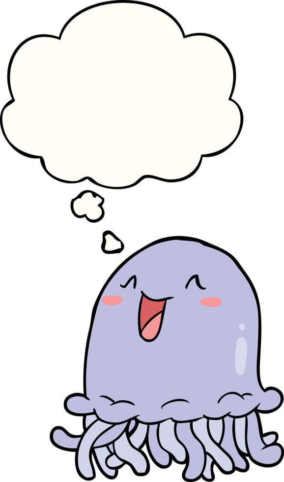 cartoon jellyfish and thought bubble vector