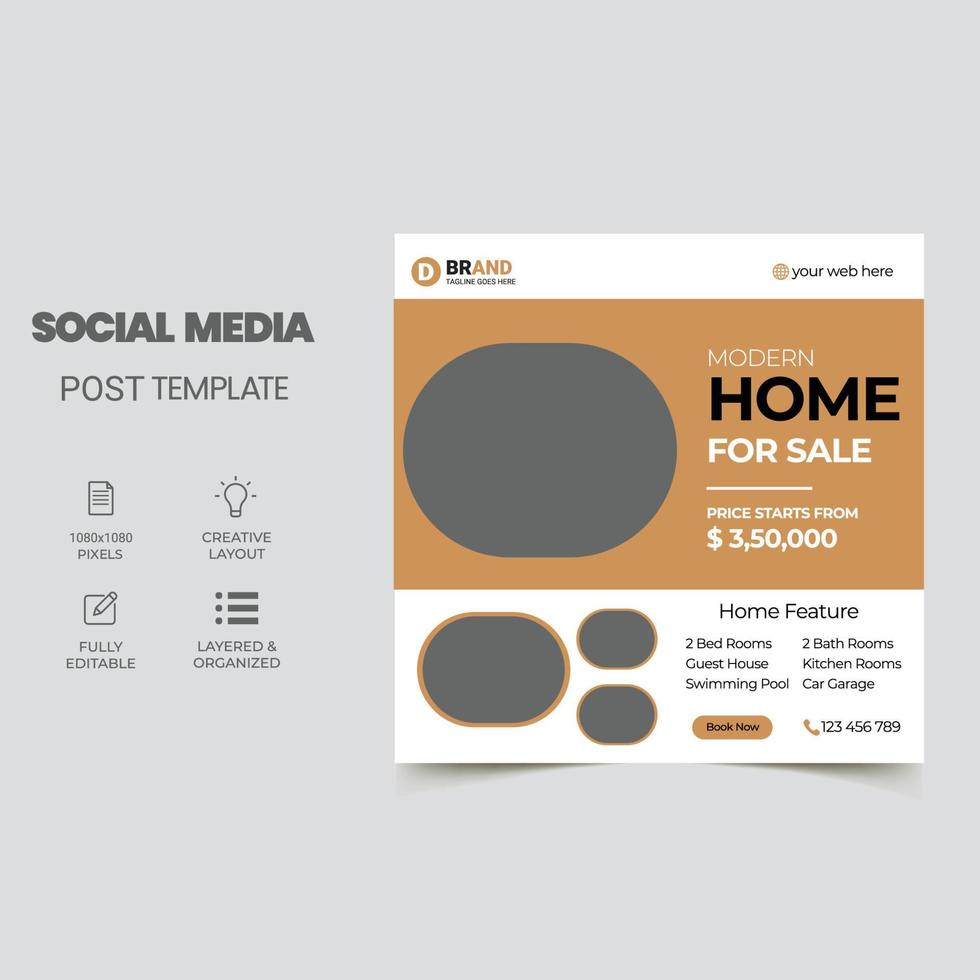 Real Estate Social Media Post Template, Editable Post Template Social Media Banners vector