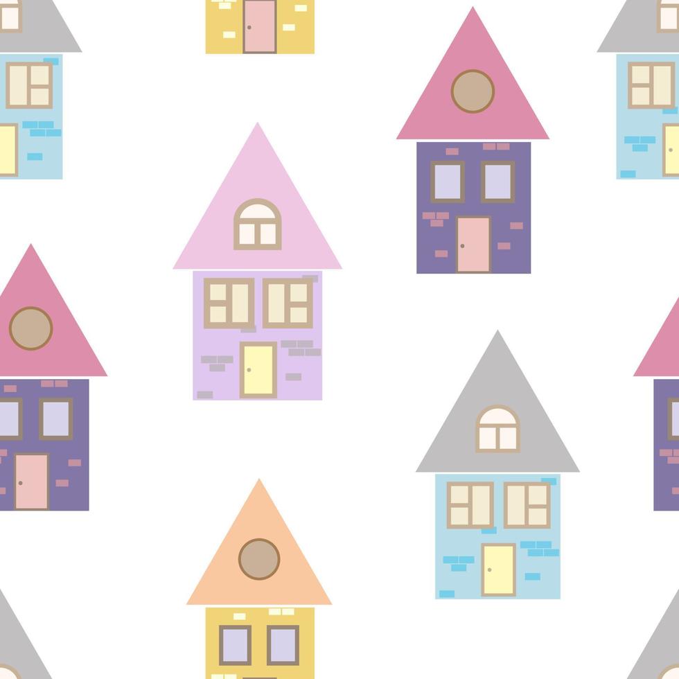 Seamless pattern of houses. Lovely Scandinavian minimalist houses vector