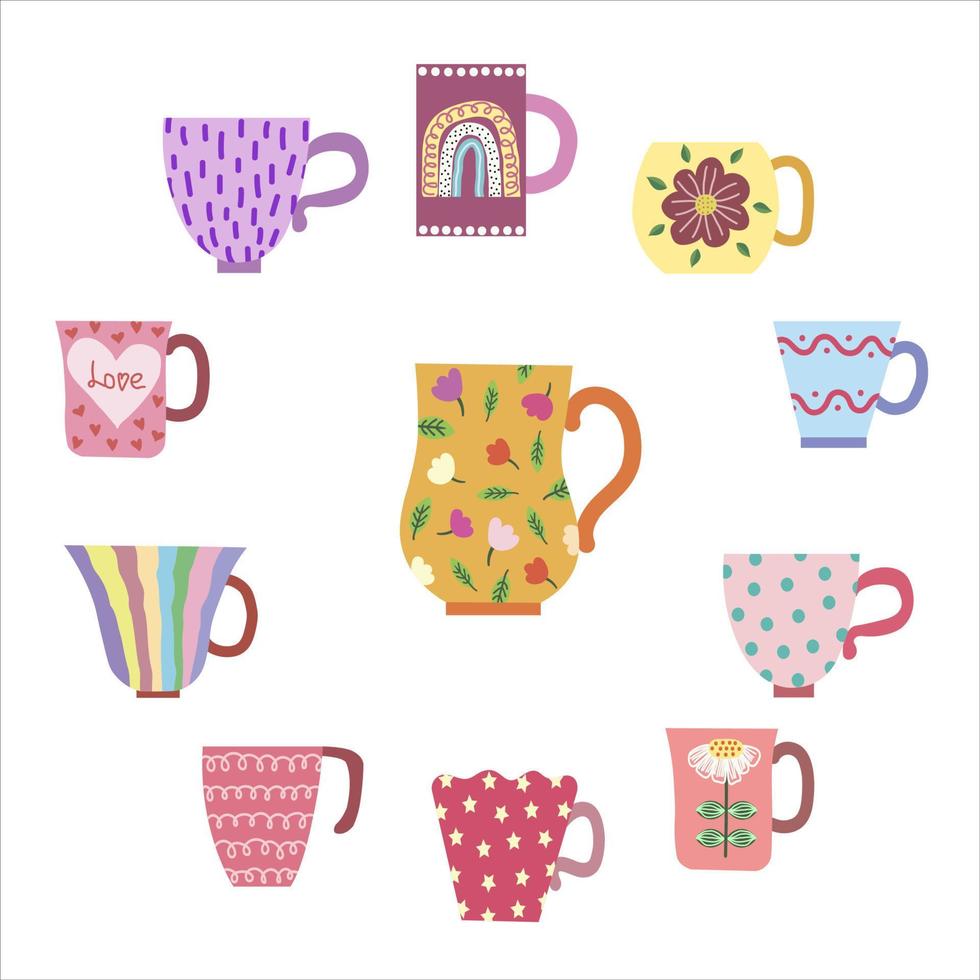 Cute cups collection vector