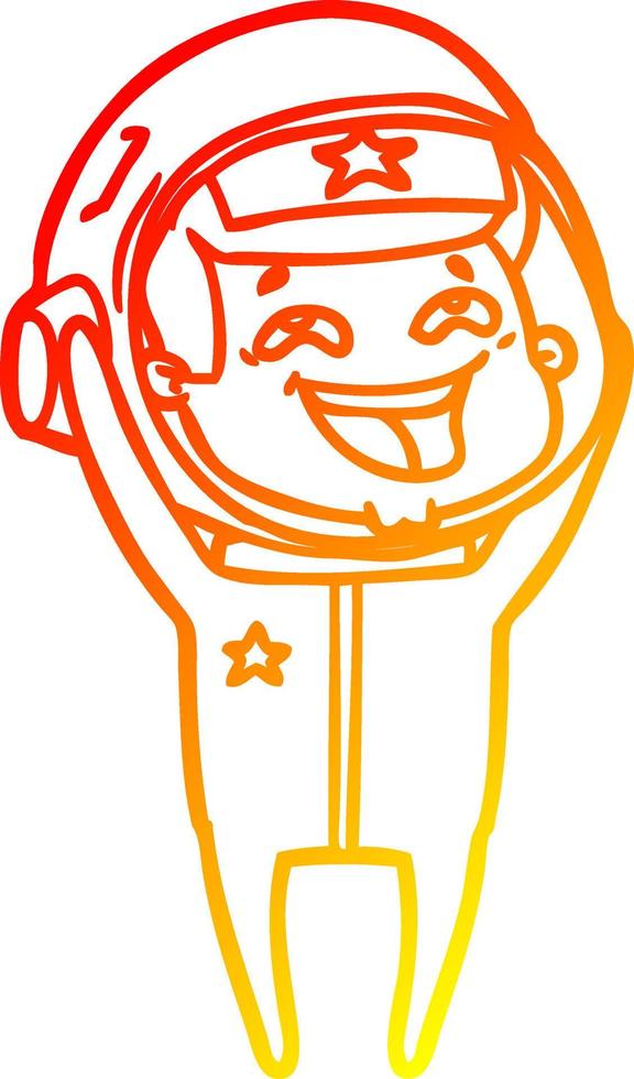 warm gradient line drawing cartoon laughing astronaut vector