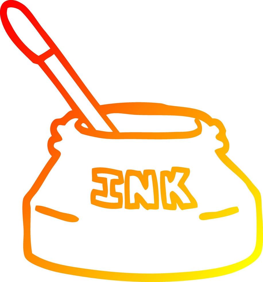 warm gradient line drawing cartoon ink pot vector