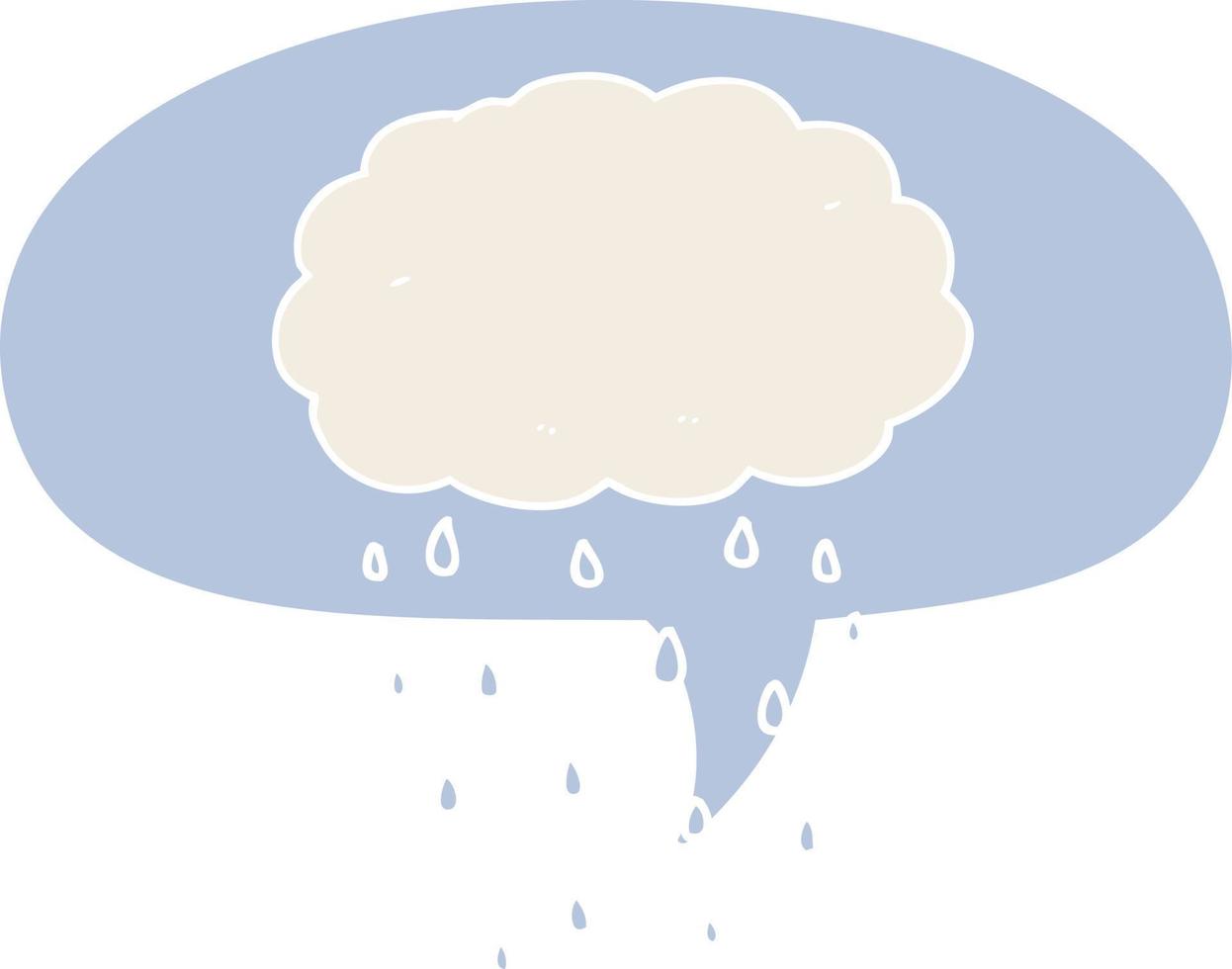 caricatura, nube de lluvia, y, burbuja del discurso, en, estilo retro vector