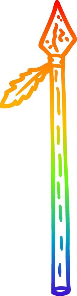 rainbow gradient line drawing cartoon long spear vector