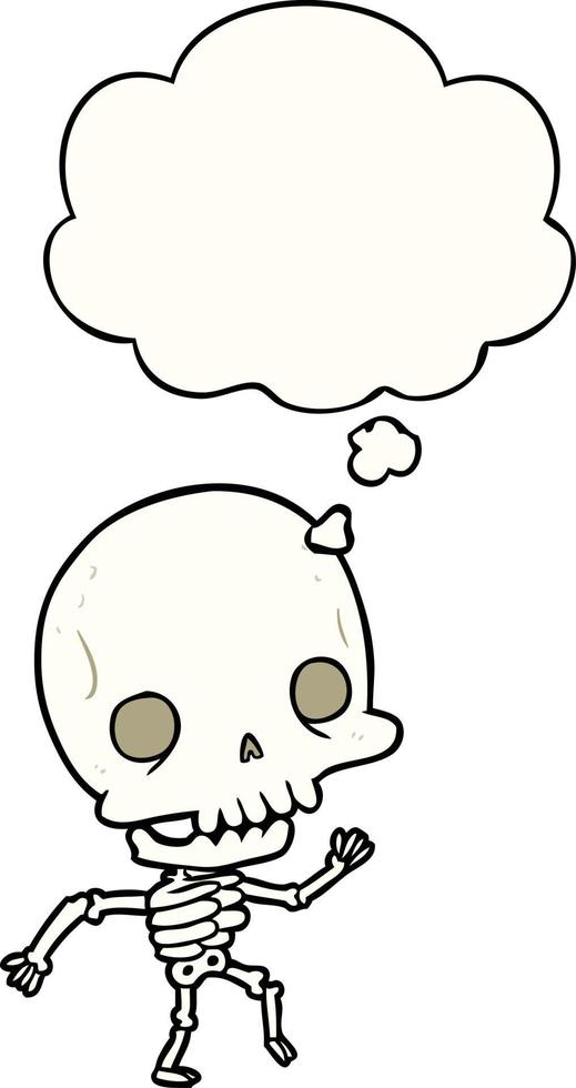 cartoon skeleton and thought bubble vector
