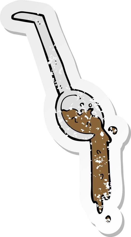 retro distressed sticker of a cartoon pouring gravy vector
