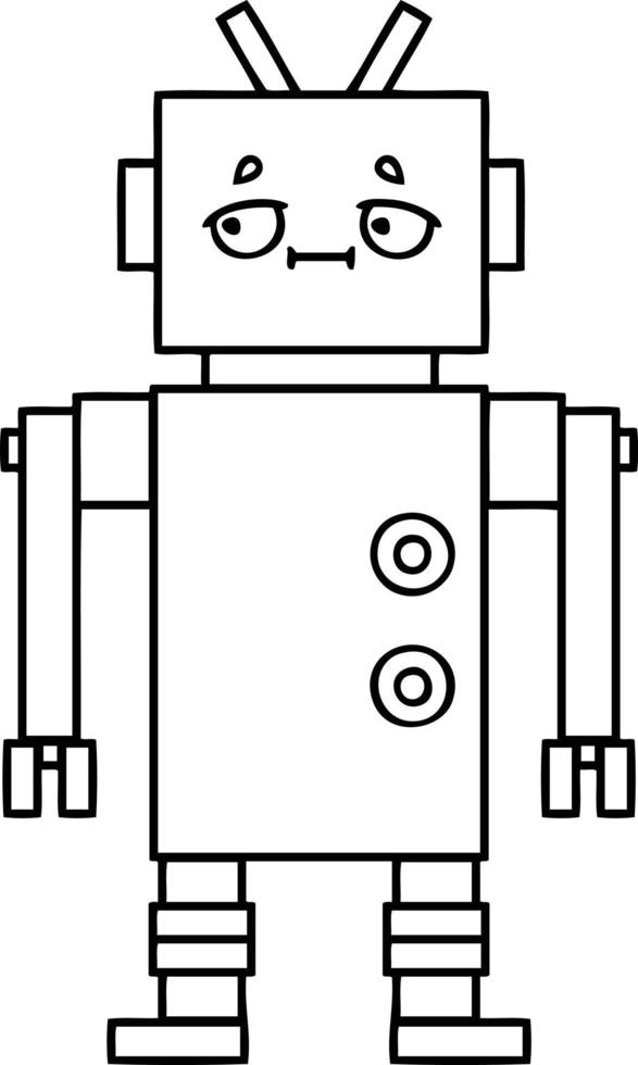 line drawing cartoon robot vector