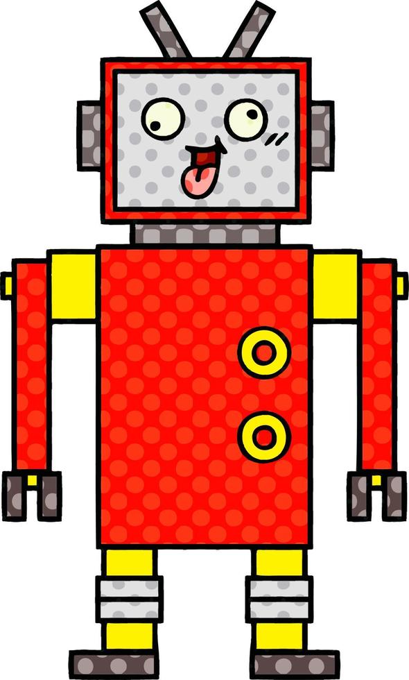 comic book style cartoon crazy robot vector