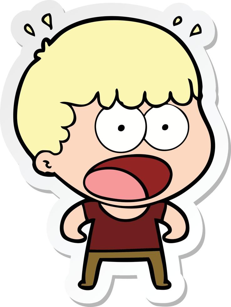 sticker of a cartoon shocked man vector