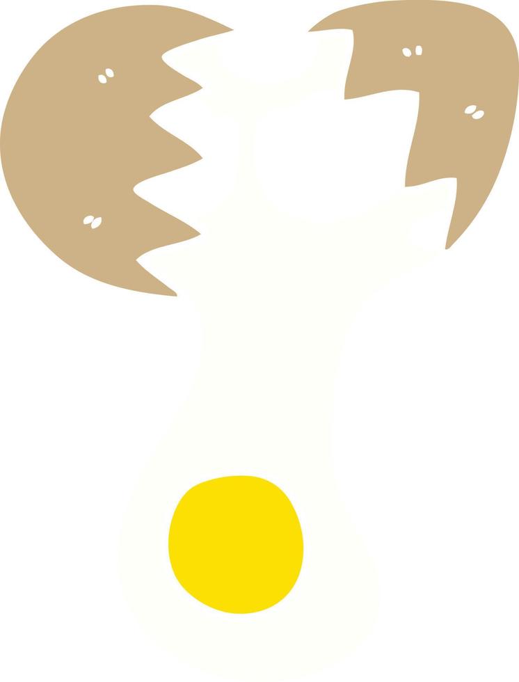 quirky hand drawn cartoon cracked egg vector