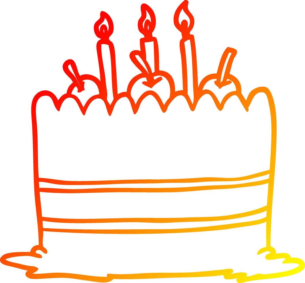 warm gradient line drawing birthday cake vector