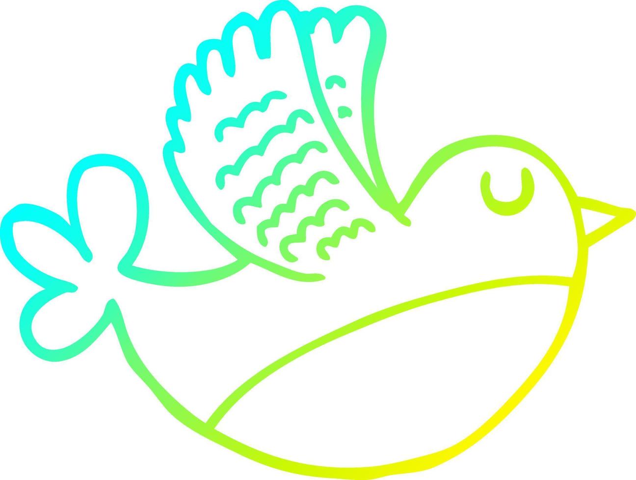 cold gradient line drawing cartoon flying bird vector