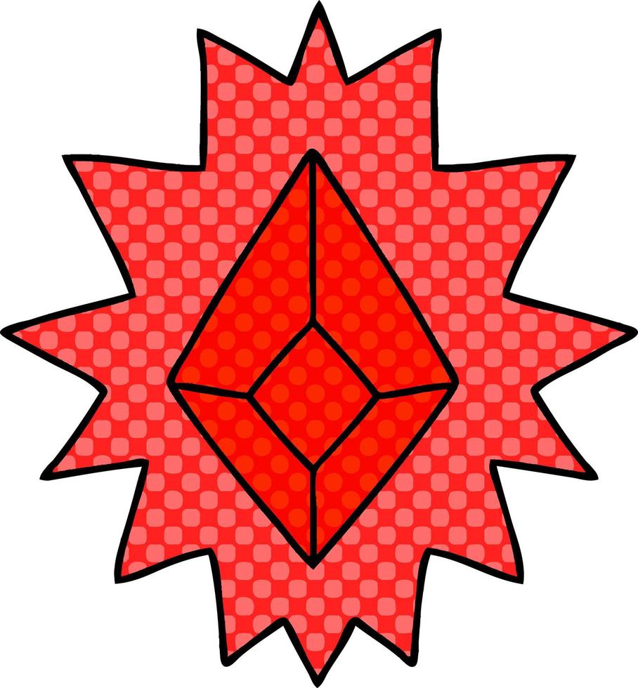 cartoon doodle of a red bright jewel vector