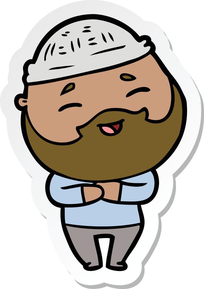 sticker of a cartoon happy bearded man vector