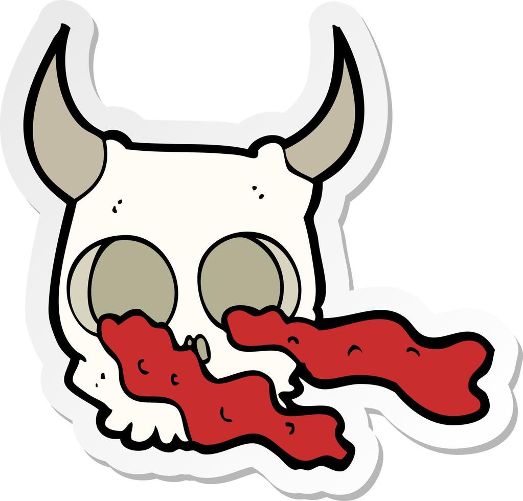 sticker of a cartoon halloween skull vector