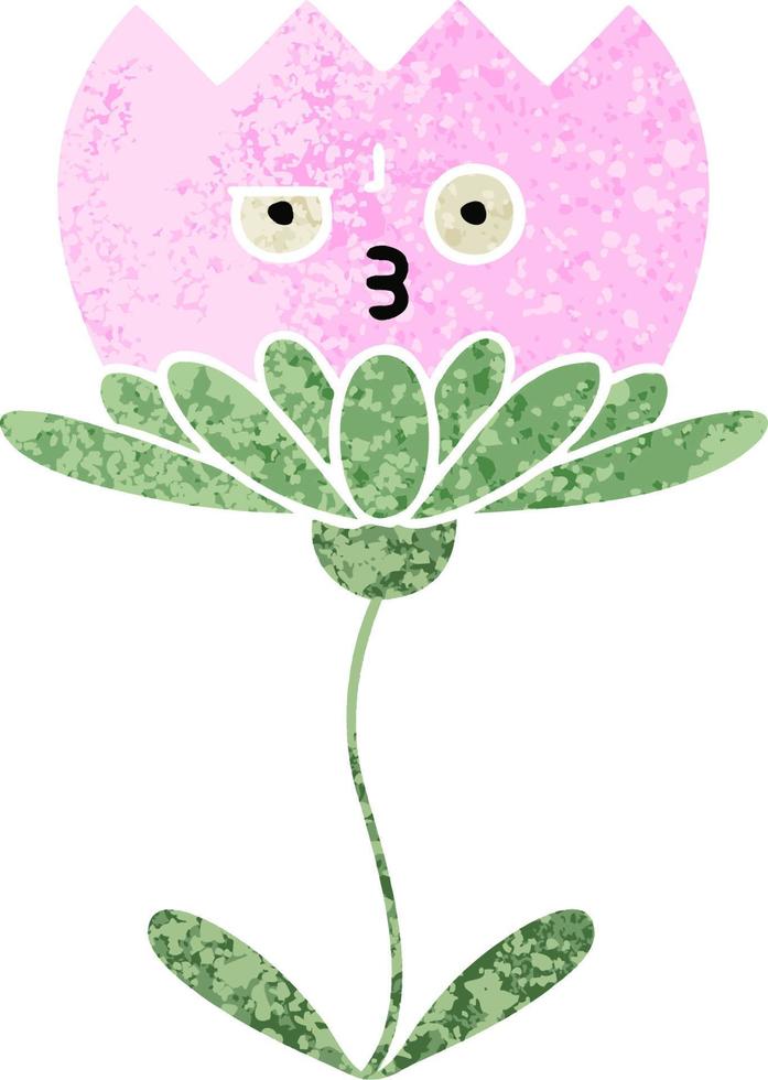 retro illustration style cartoon flower vector