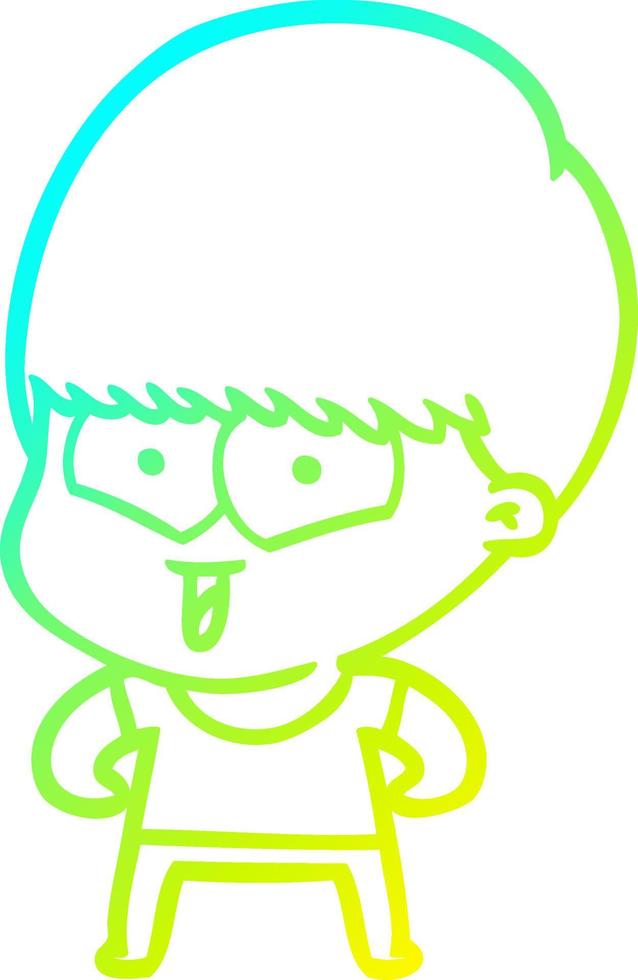 cold gradient line drawing cartoon happy boy vector