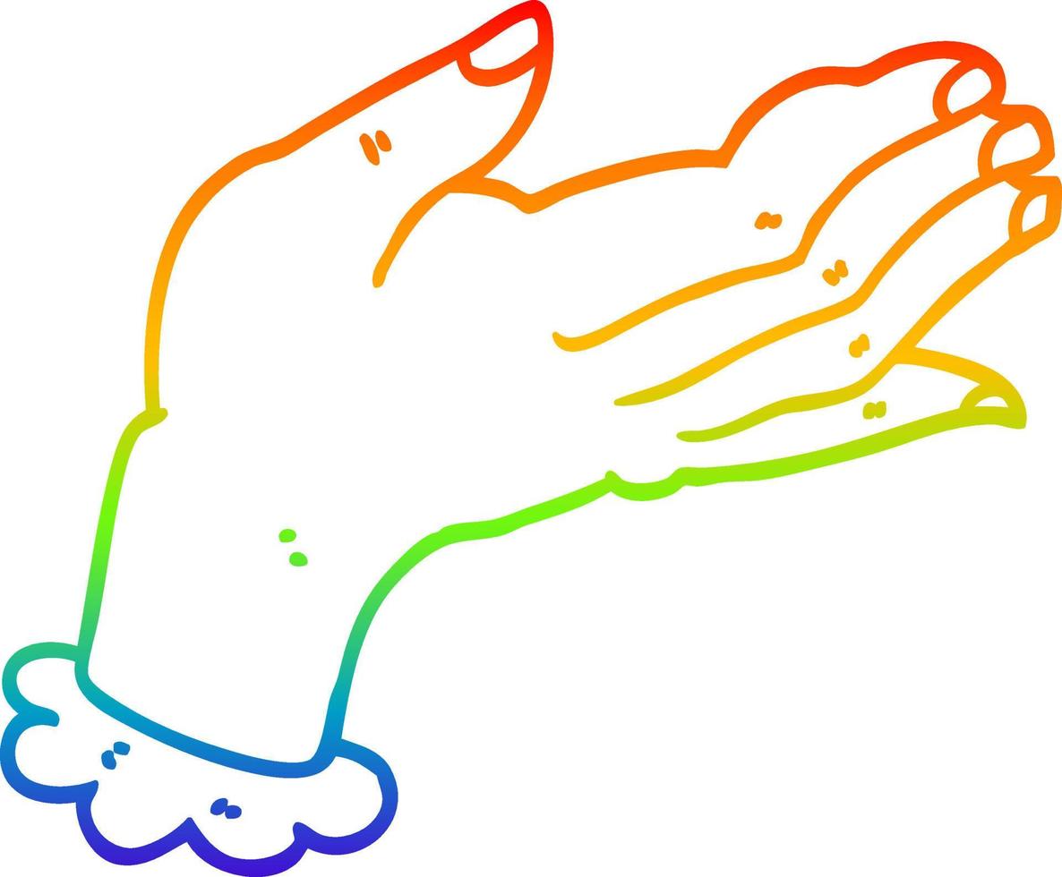 rainbow gradient line drawing cartoon hand vector