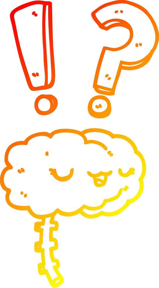 warm gradient line drawing cartoon curious brain vector