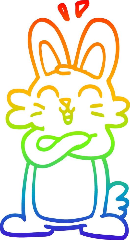 rainbow gradient line drawing cartoon cute bunny vector