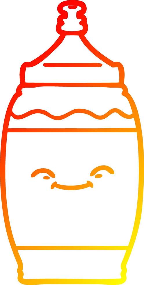 cálido gradiente línea dibujo dibujos animados feliz botella de agua vector