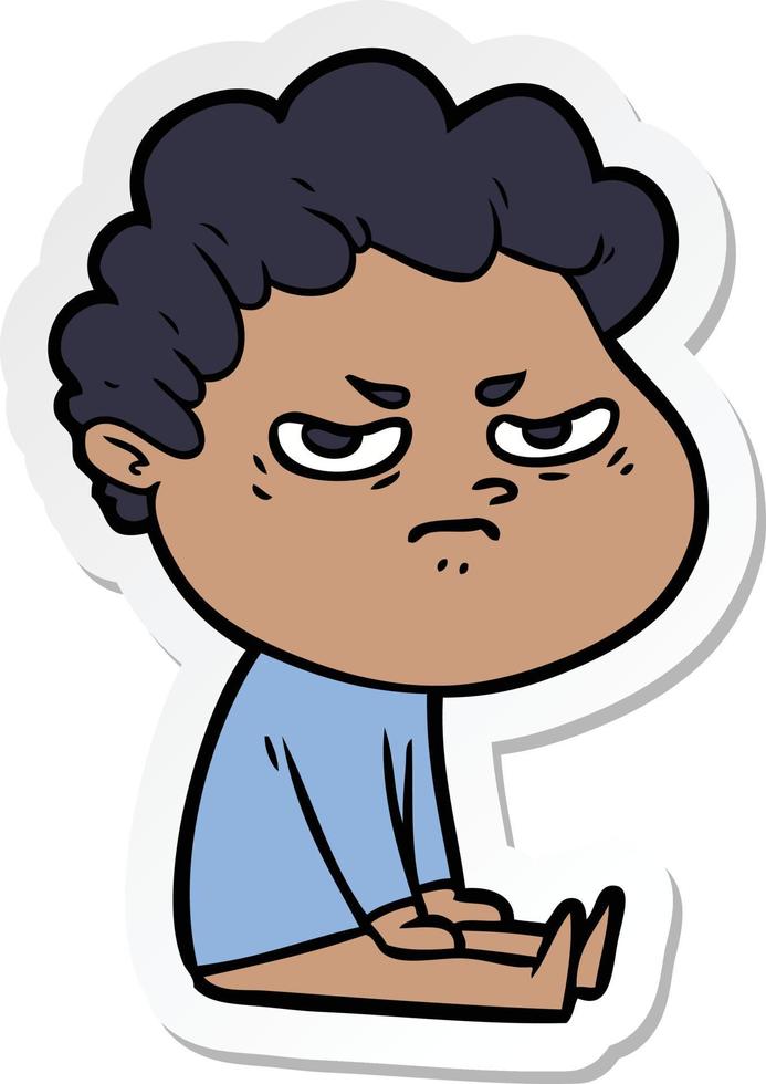sticker of a cartoon angry man vector