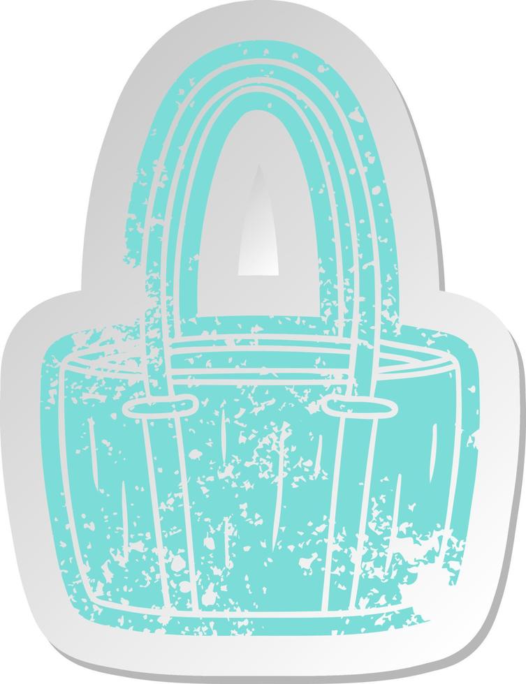 distressed old sticker of a red big bag vector